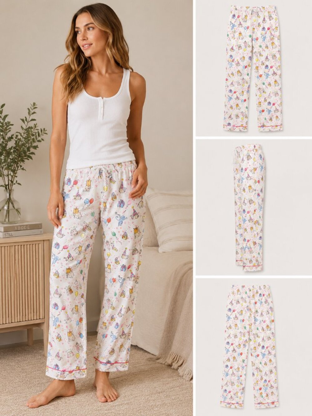 Roller Rabbit Women Xs Birthday Bonanza Polo Pajamas Pants Cotton Multicolor